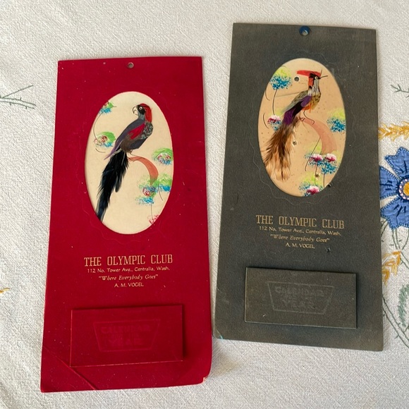 Olympic Club wall calendars, 1960, 1961. Centralia, Washington, feathered birds - Picture 1 of 10